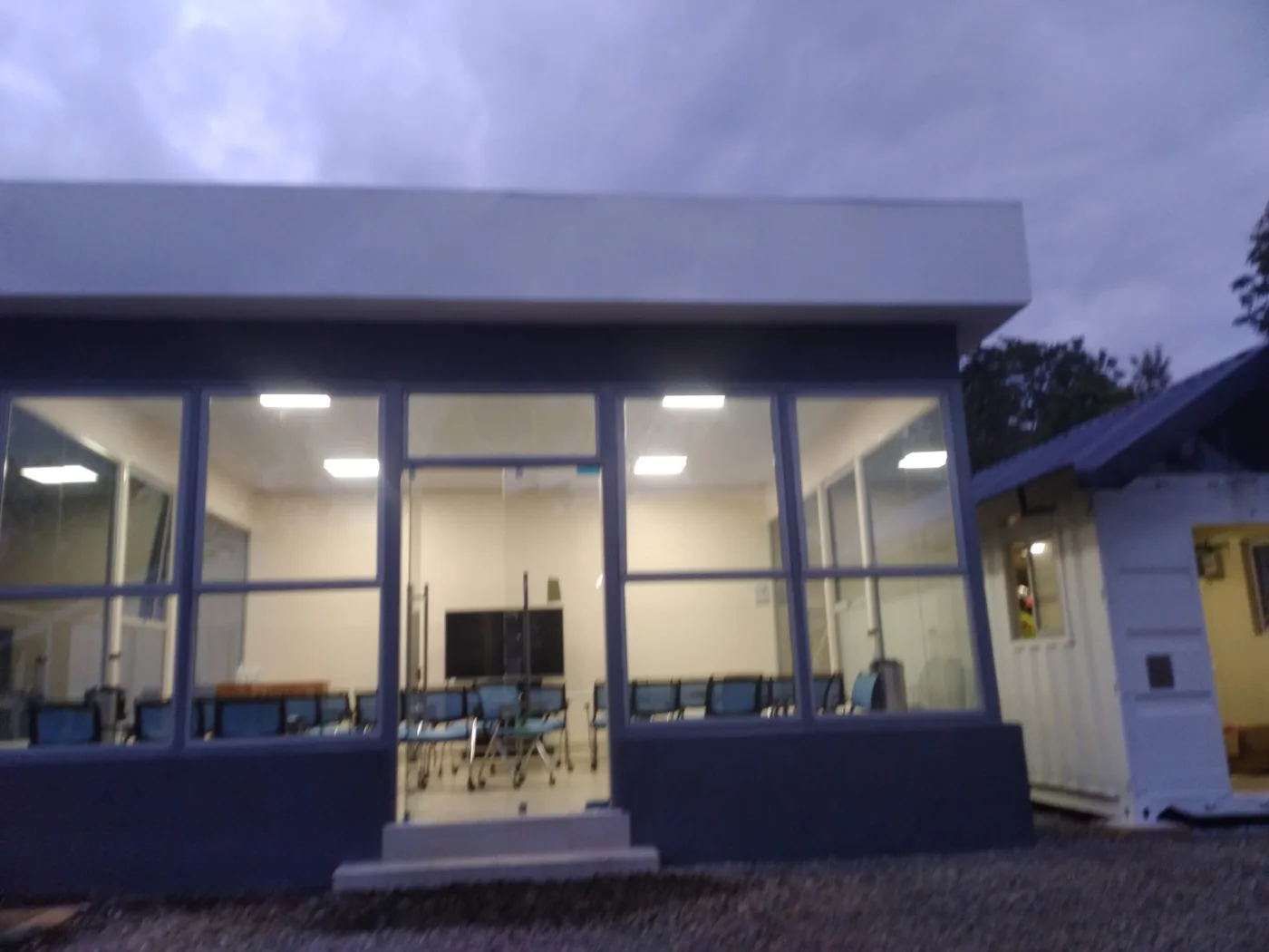 Completed site building: Solar-powered facility.