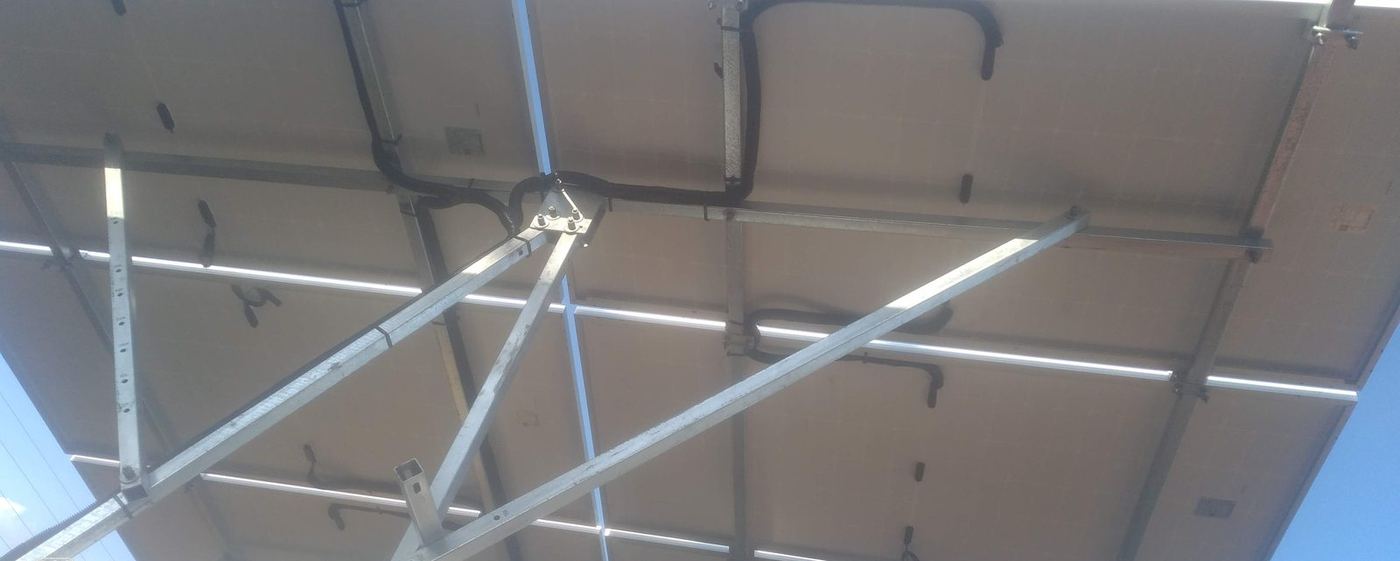 Solar panel array mounting on a Smartech-installed BTS support structure